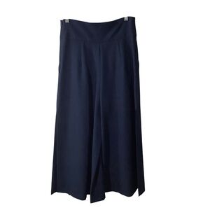 Milly Navy Wide-Leg Culottes Pants Pleated
